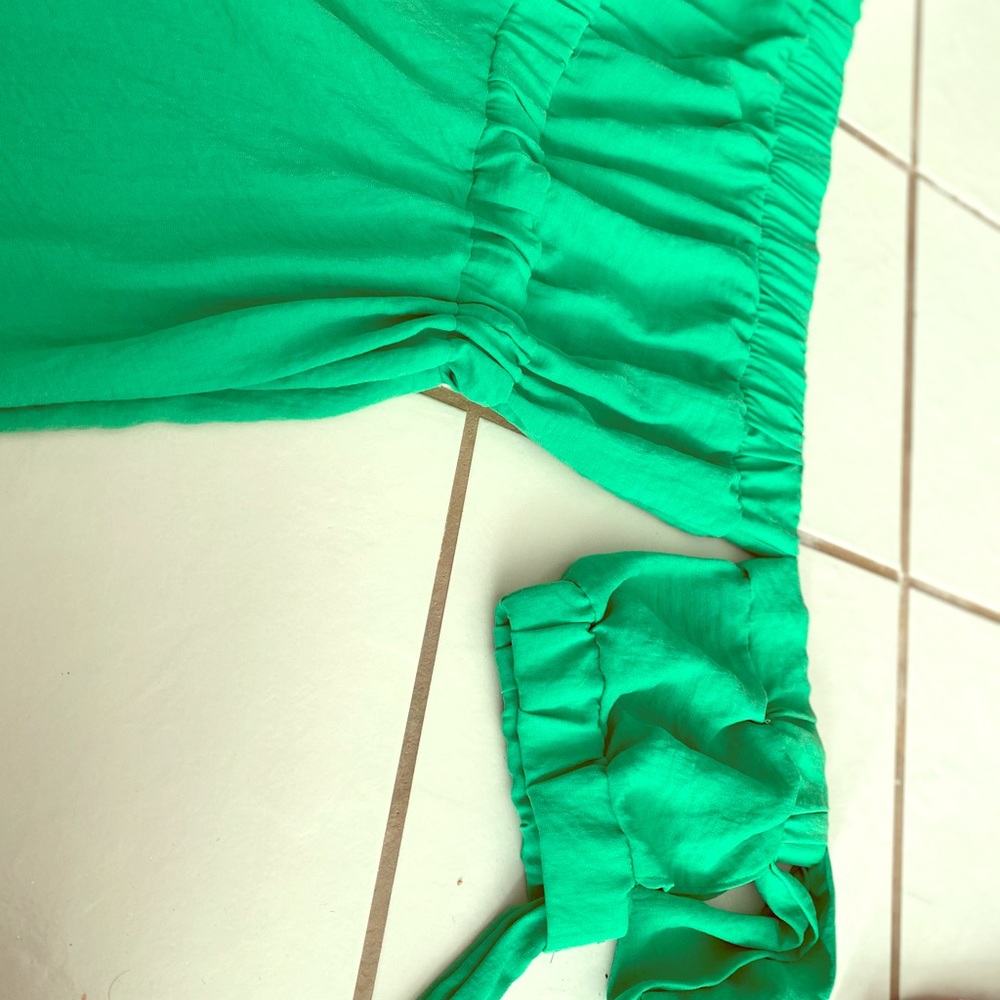 Off shoulder emerald green dress